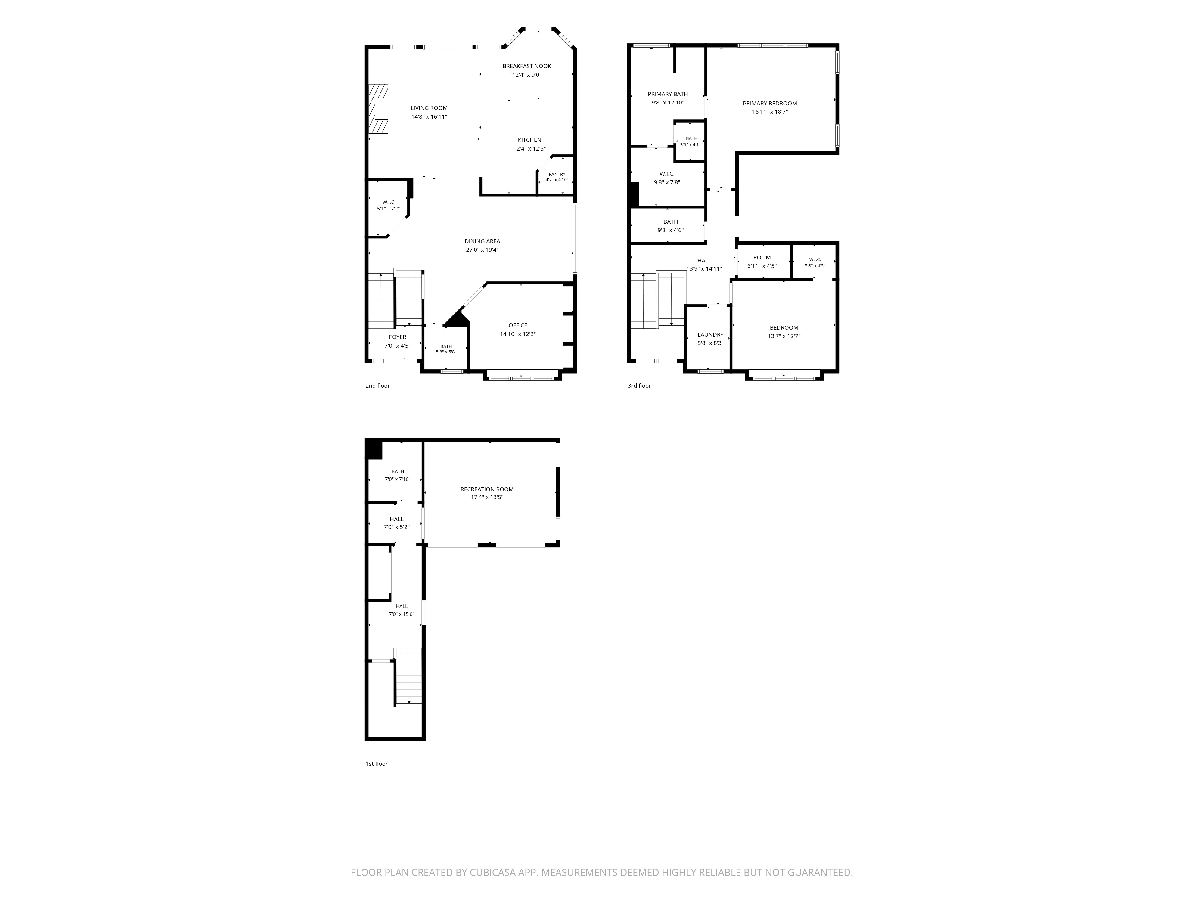All three floors combined, 2D floor plan sample from a Cincinnati listing
